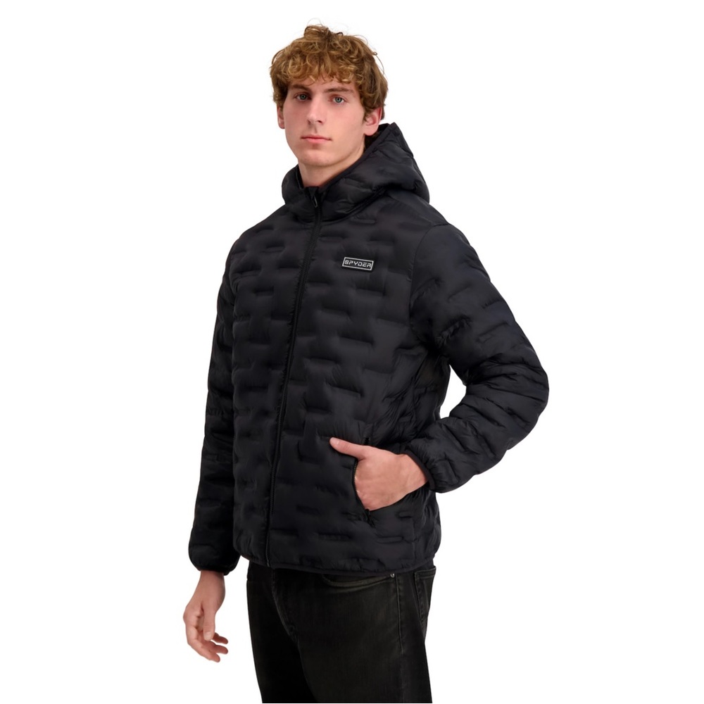 Men's Quilted Black Hooded Puffer Jacket